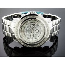 New Don & Co 2 Rows 50MM 196 Diamonds stainless Steel Watch White face