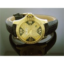 New Icetime Men's Series 45MM 10 genuine diamond watch Yellow Gol ...