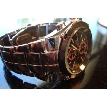 New Mens Quartz Orlando Black And Red Dial Watch Nice Everyday Type Watch