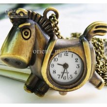 New Vintage Retro Big Mouth Trojan Pocket Watch Chain Men Women Anti