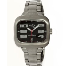 Nice Italy Mens Polo Bracciale Stainless Watch - Silver Bracelet - Black Dial - NICW1001POB021001