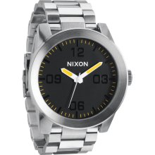 Nixon Mens The Corporal SS Grand Prix Stainless Watch - Silver Bracelet - Black Dial - A346 1227