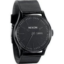 Nixon Sentry Leather All Black Mens Watch A105001 ...