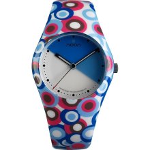 Noon Copenhagen Womens Kolors Plastic Watch - Blue Rubber Strap - White Dial - 01-032