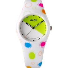 Noon Copenhagen Womens Kolors Plastic Watch - Polka Dot Rubber Strap - White Dial - 01-052