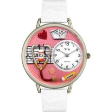 Nurse Red White Skin Leather And Silvertone Watch #U0620040 ...