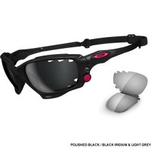 Oakley Racing Jacket Sunglasses - Polished Black / Black Iridium & Light Grey Lens OO9171-08
