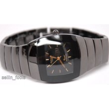 Omax Men's Ladies Unisex Black Tone Black Face Watch On Bracelet Model Hb793