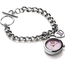 One Direction Girl's Quartz Watch With Pink Dial Analogue Display And Silver Bracelet On001pksla