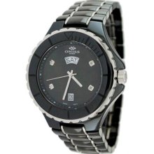 Oniss ON8015-MDD Black Men's Black Ceramic Swiss Quartz Watch ...