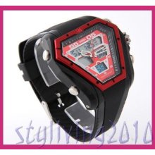 Outstanding Triangular Dial Dual Time Zone Men Lady 3 Atm Waterproof Wrist Watch