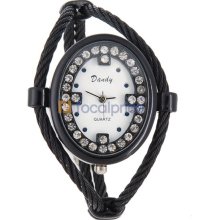 Oval Dial Steel Band Watch for Women (Black) Oval Dial Steel Band Watch for Women (Black)