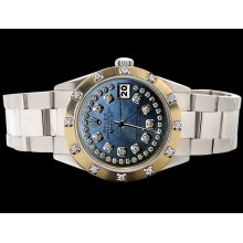Oyster SS pearl master diamond blue string diamond dial datejsut watch rolex