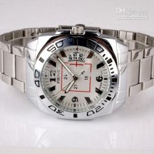 Packed Lot 6pcs Silver Dial Square Red Line Men Quartz Classic Watch
