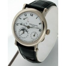 Patek Philippe 5054g Moonphase Power Reserve Automatic Rare 18k White Gold Watch