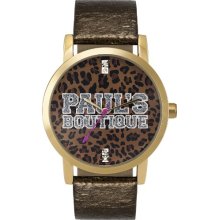 Paul's Boutique Women's Quartz Watch With Multicolour Dial Analogue Display And Brown Plastic Or Pu Strap Pa007gdgd