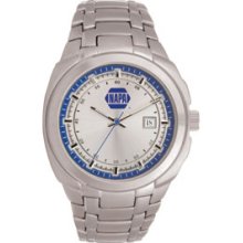 Pedre Monterey Silver Watch W/ Stainless Steel Bracelet & Blue Inner Ring