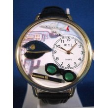 Personalized Airline Pilot Unisex Watch - Black Padded