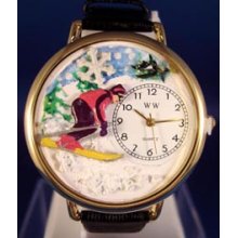Personalized Skiing Unisex Watch - Gold (WHW-G-0810028-G)