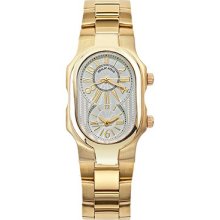 Philip Stein Large Signature Gold Plated Watch Head, White Dial