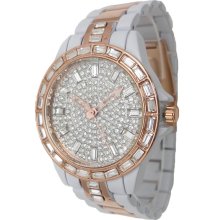 Platinum Edition White Ceramic Like Watch Rose Gold Accents & Simulated Diamond