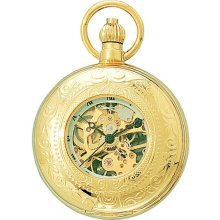 Polished gold pocket watch & chain by charles hubert #3527