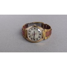 POLJOT, 10 Au, 17 jewels manual wind gold-plated Soviet wrist watch, made in USSR (1960s), unique bracelet