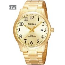 Pulsar Expansion Collection Men`s Sizing Clasp System Gold Watch