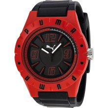 Puma Traction Black Dial Red Plastic Bezel Watch PU910811002