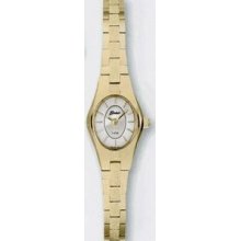 Quartzline Contemporary Woman`s Gold Water Resistant Watch W/ Oval Dial