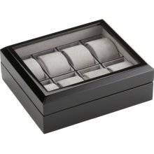 Rapport B244 Polished Ebony Eight Watch Collector Box With Glass Lid