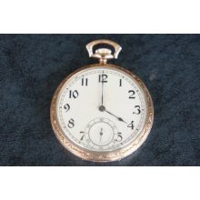 RARE Vintage New York Standard Watch Co. 12 Size 15 Jewel Open Face Pocket Watch RUNS 14K Golf GF