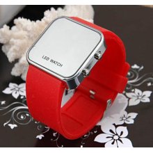 Red Led Digital Date Jelly Silicon Luxury Mirror Casual Sport Wrist Watch