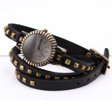 Retro Women's Wrap Around Leather Strap Bracelet Bangle Quartz Wrist Watch Gift