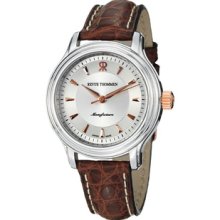 Revue Thommen Women's 'Classic' Silver Dial Brown Leather Strap