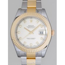 Rolex 116333 Datejust Ii Gold &steel 41mm Ivory Dial With Diamonds Ret: $13,600