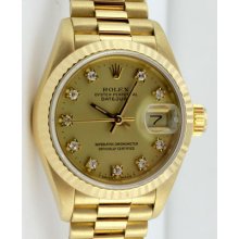 Rolex- 69178 - Ladies President - 18kt Yg - Champagne Diamond, Box Set, Warranty
