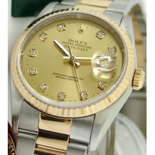 Rolex Datejust 16233 36mm Champagne Diamond Watchchest Oyster