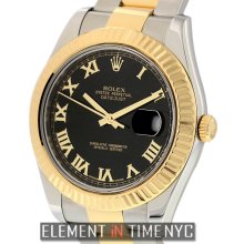 Rolex Datejust II Steel & Gold 41mm Black Roman Dial