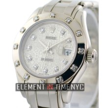 Rolex Datejust Pearlmaster 18k White Gold Factory Diamonds