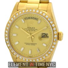 Rolex Day-Date President 18k YG Diamond Bezel And Dial