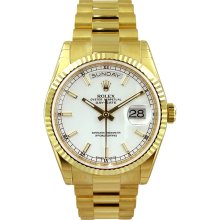 Rolex Day Date Presidential 36 mm 18K Yellow Gold White Stick (118238)