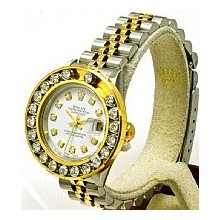 Rolex Ladies Datejust 2-Tone Pre-Owned 1.5ct Set Diamond Bezel/White
