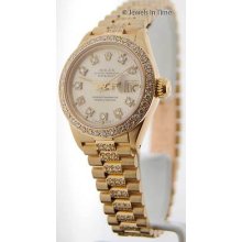 Rolex Ladies Datejust President 6917 18k Yellow Gold & Diamonds Watch