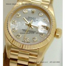 Rolex Lady President 18k Yellow Gold Mother Of Pearl Diamond 69178 Watch Chest