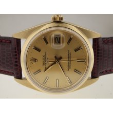 Rolex Mens 18k Gold Oyster Perpetual Date.
