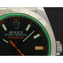 ROLEX - Mens 40mm SS Green Milgauss - Black Index Dial - 116400