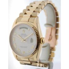 Rolex President 18238 R 18k Gold Pyramid Dial Box/paper