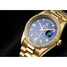 Rolex President Day-Date gold mens watch blue dial