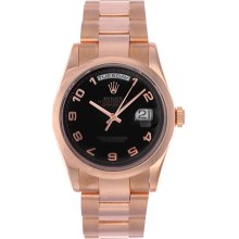 Rolex President Day-Date Men's Rose Gold Watch 118205 Black Dial